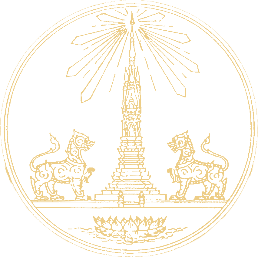 The provincial seal of Yasothon: two singha lions flanking the radiant Phra That Anon chedi above a lotus flower